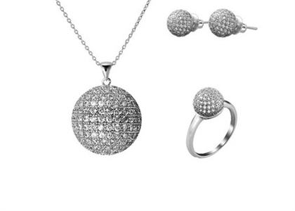 Rhodium Plated | CZ Studded Pendant Sets